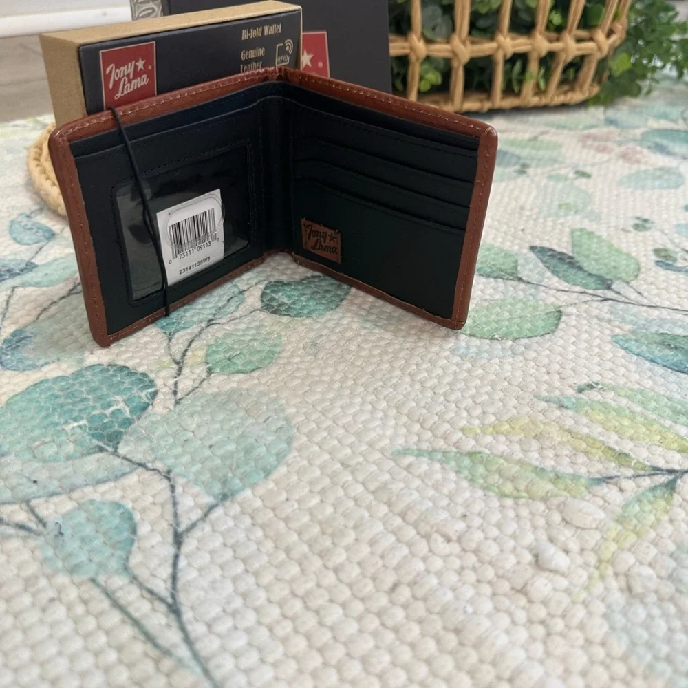 Tony Lama Black and Brown Leather Wallet